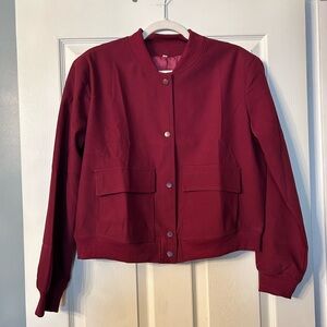 🍷 Women's Wine Red Burgundy Bomber Jacket Large L
